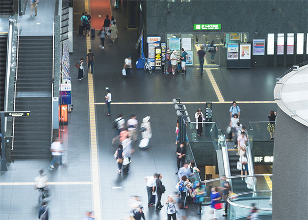 Public announcement and audio guidance at stations and 
information counters